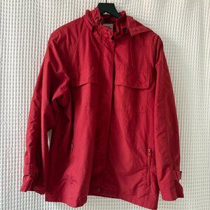 Vintage red Northern Reflections hooded nylon/poly windbreaker women's large